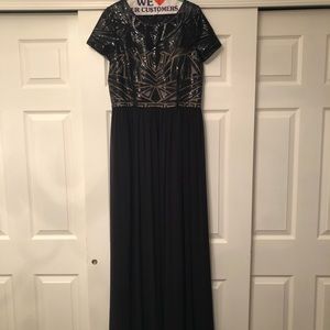 Black Maxi Dress with Sequined Bodice